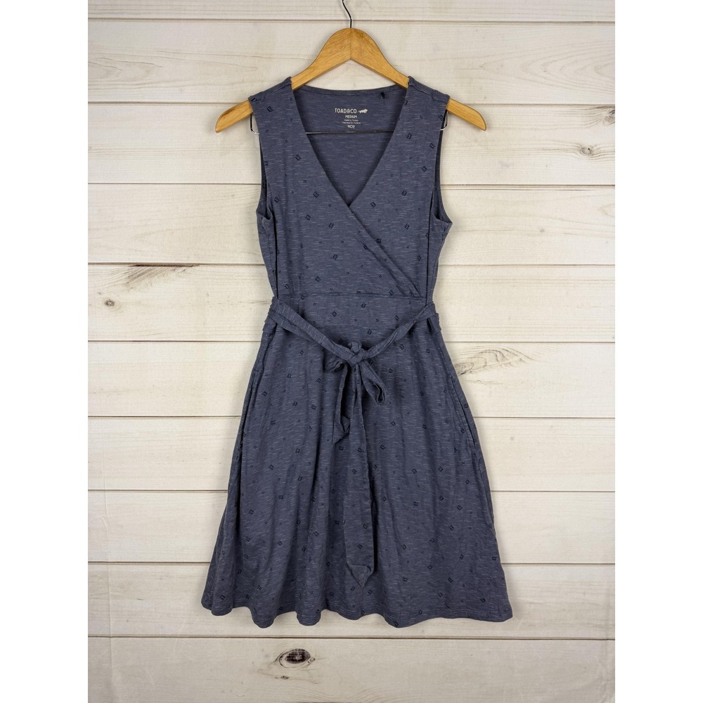 Toad&Co Sleeveless Wrap Midi Dress in Heather Navy